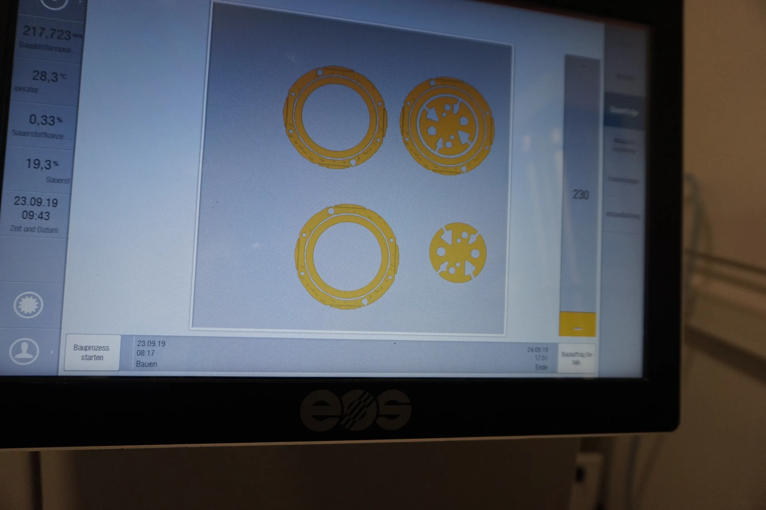 Screen showing the 3D printing program